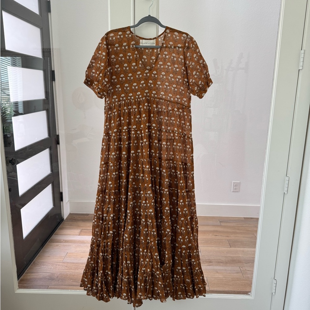 Daughters of India Chaaya Tiered Maxi Dress in Chai - Picture 2 of 6